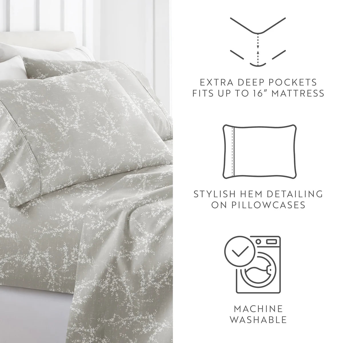 Distressed Willow 4-Piece Patterned Sheet Set