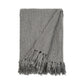 Slub-Yarn Basketweave Throw Blanket with Fringed Edges