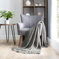 Slub-Yarn Basketweave Throw Blanket with Fringed Edges