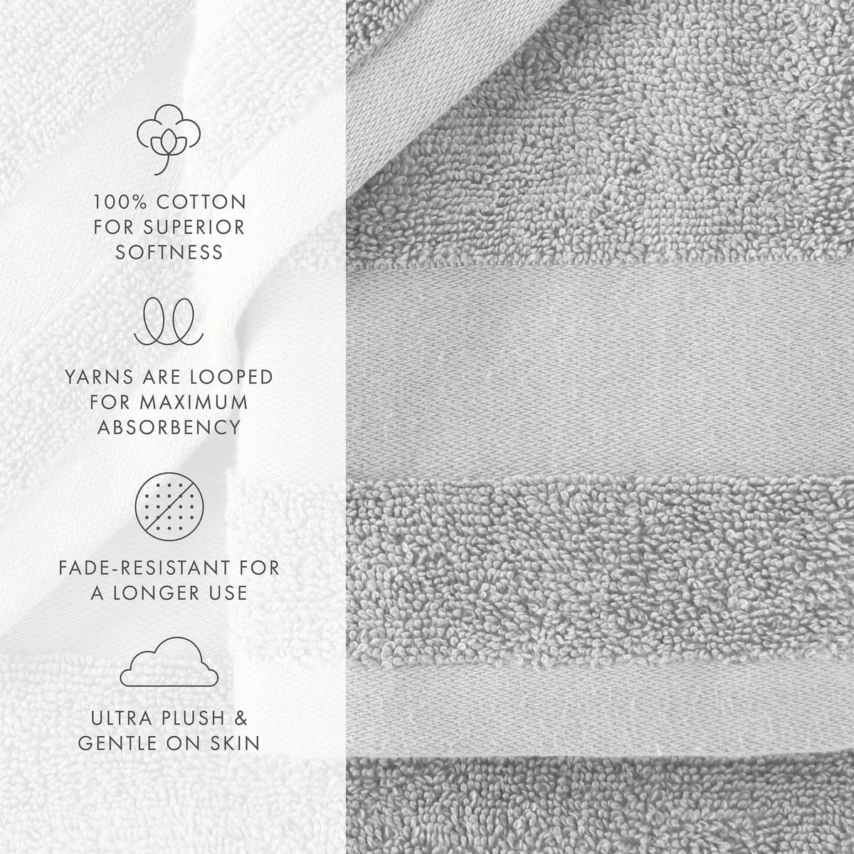 6-Piece Hotel-Quality 100% Cotton Bath Towel Set