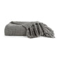 Slub-Yarn Basketweave Throw Blanket with Fringed Edges