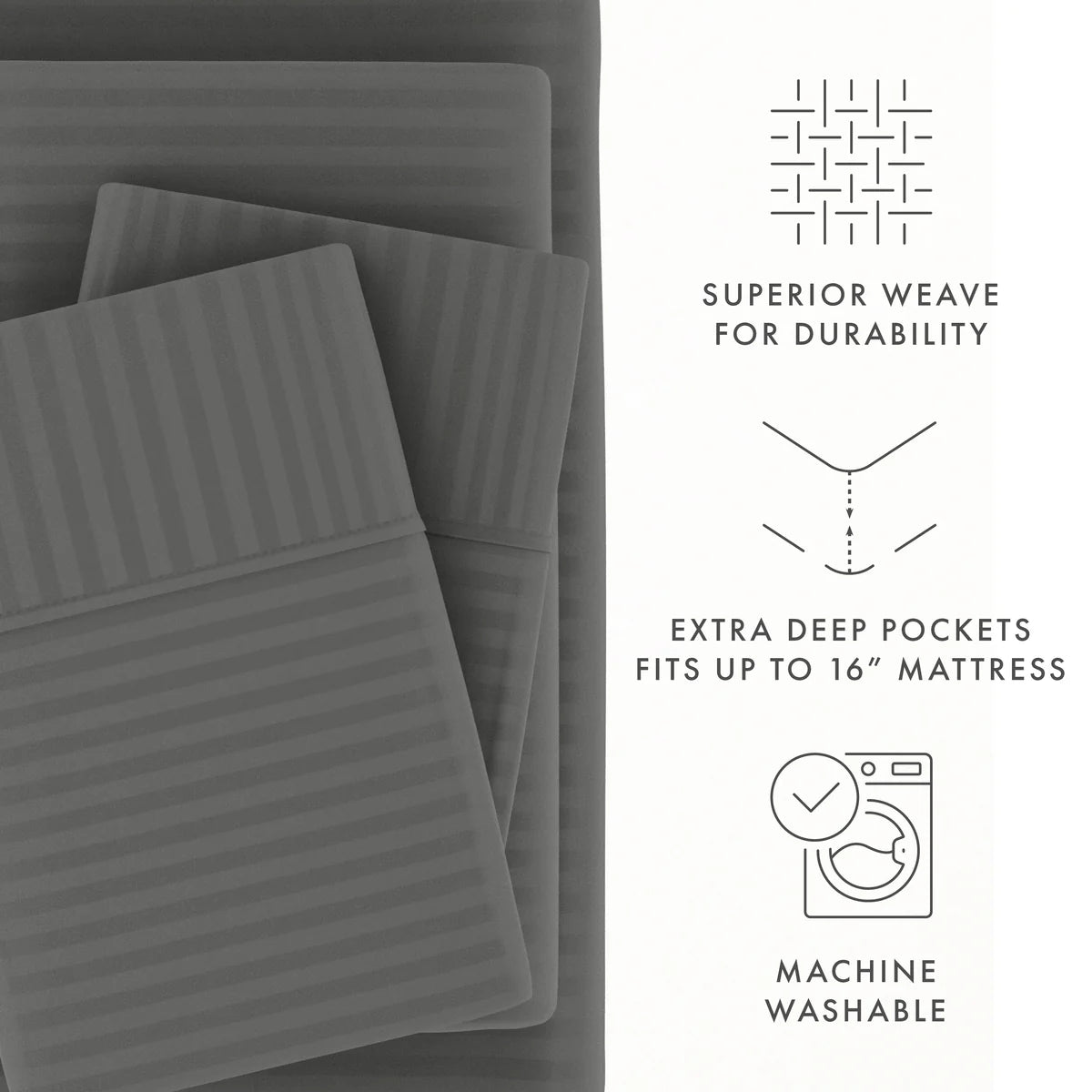 Stripes Embossed 4-Piece Sheet Set