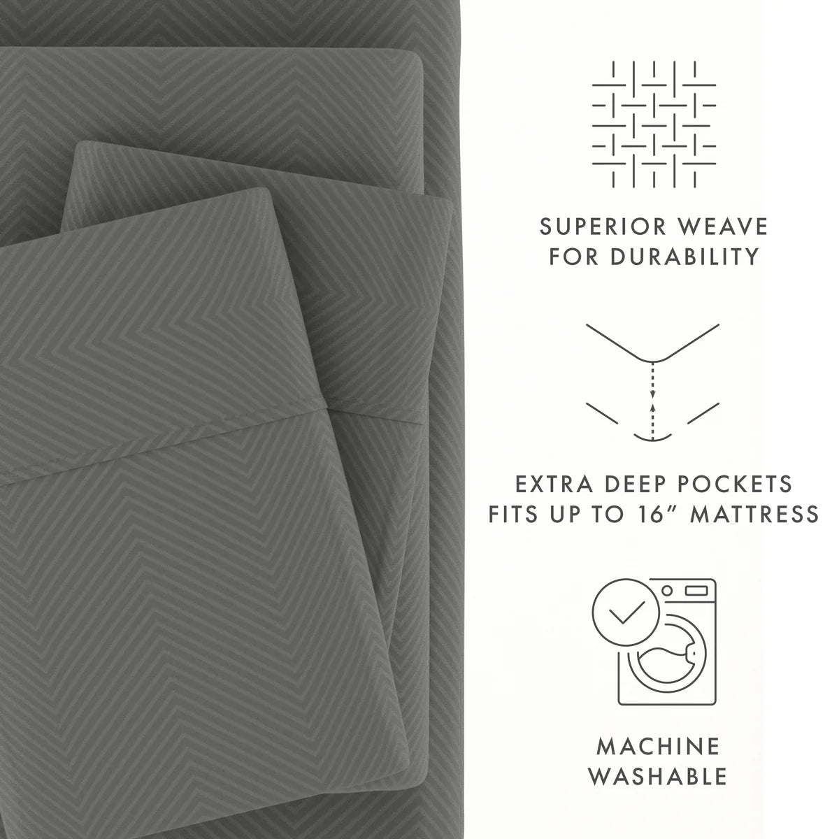 Chevron Embossed 4-Piece Sheet Set