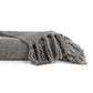 Slub-Yarn Basketweave Throw Blanket with Fringed Edges