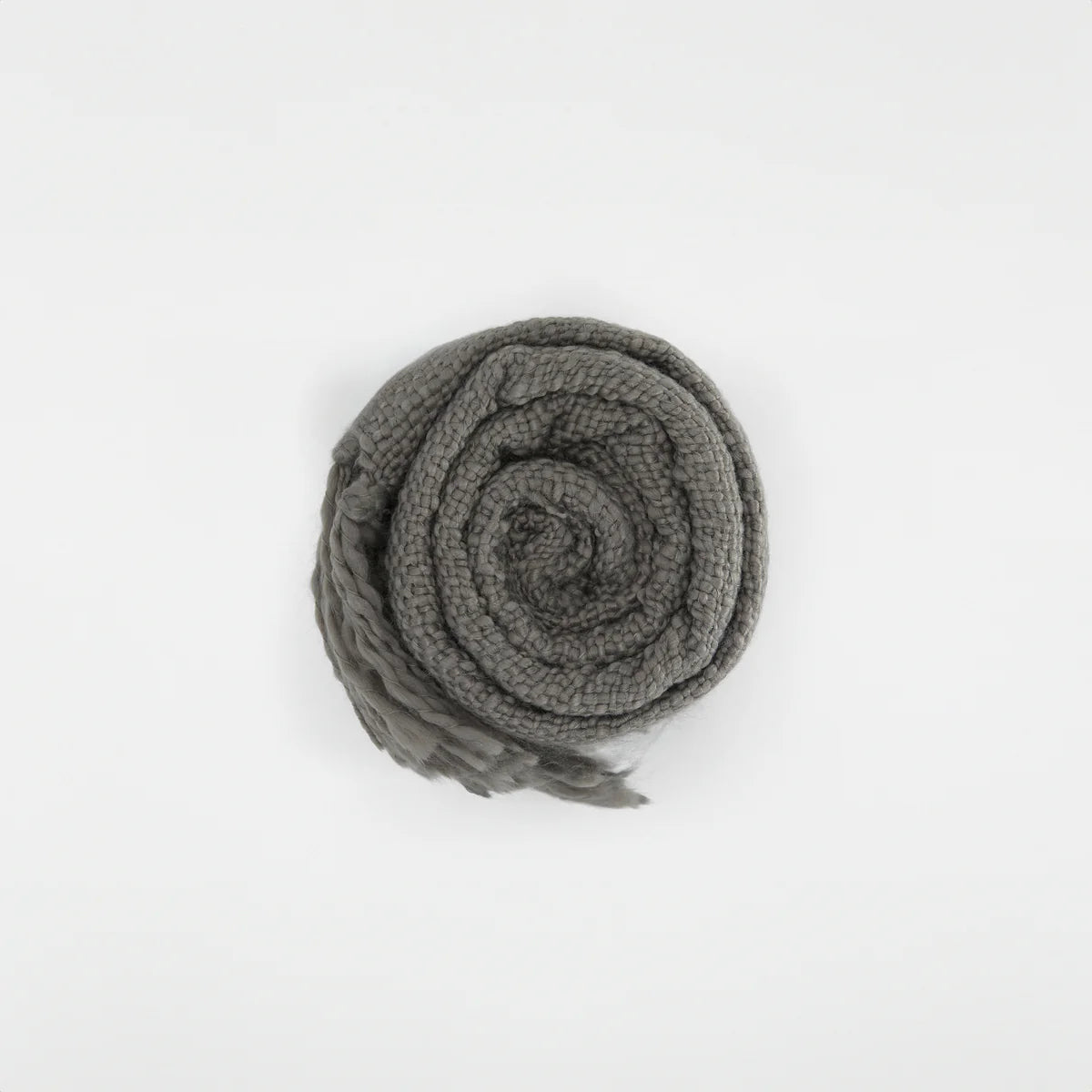 Slub-Yarn Basketweave Throw Blanket with Fringed Edges