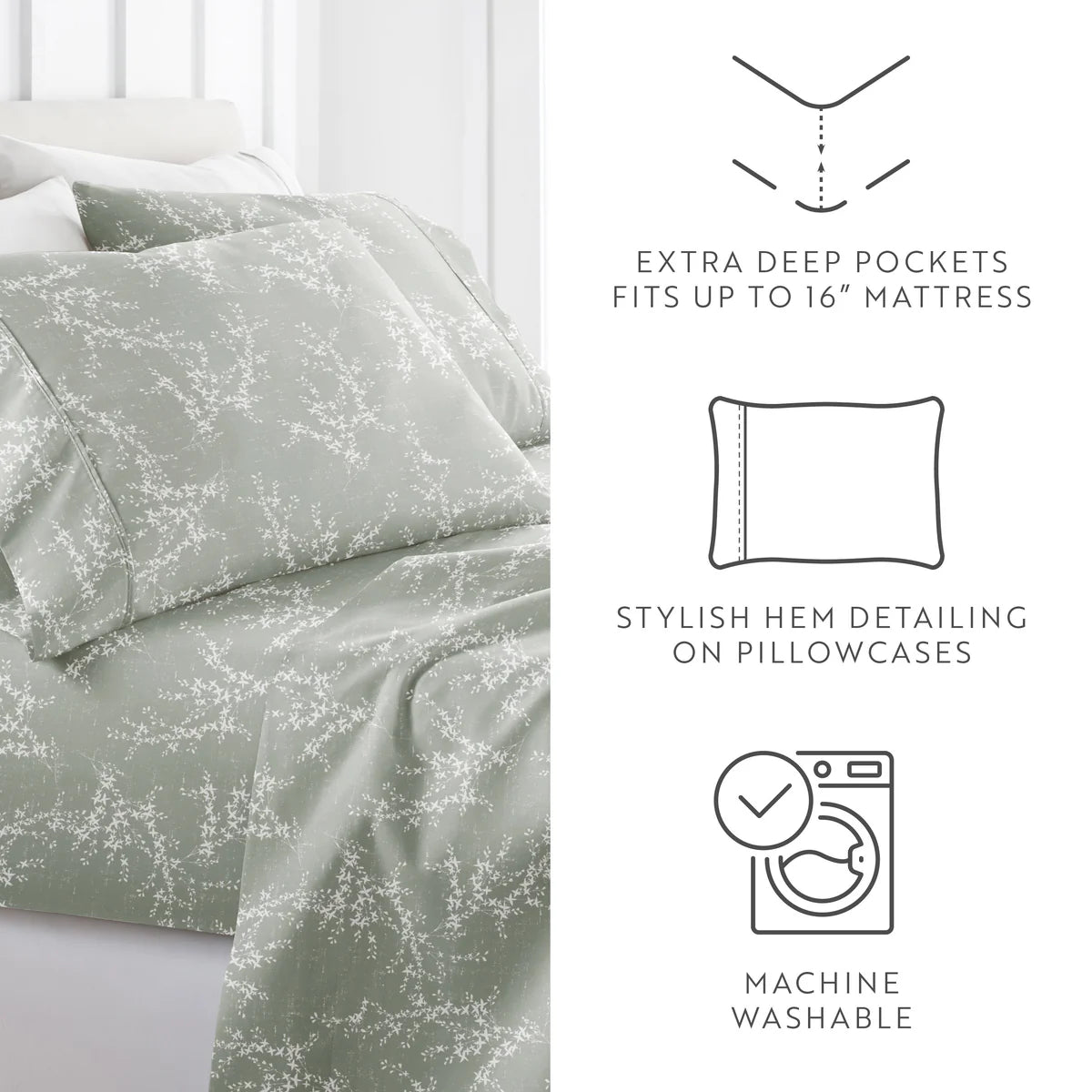 Distressed Willow 4-Piece Patterned Sheet Set