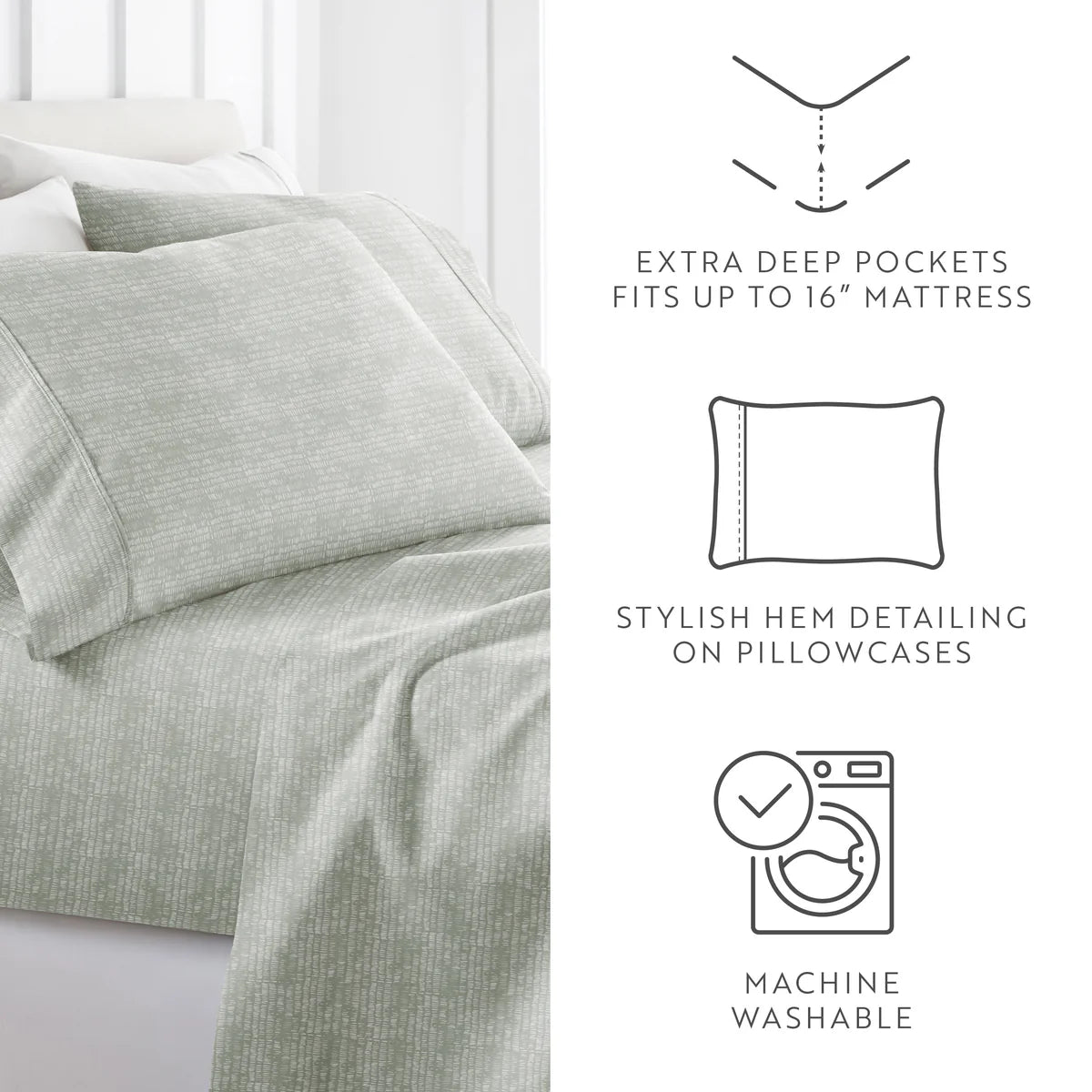 Dashed Lines 4-Piece Patterned Sheet Set