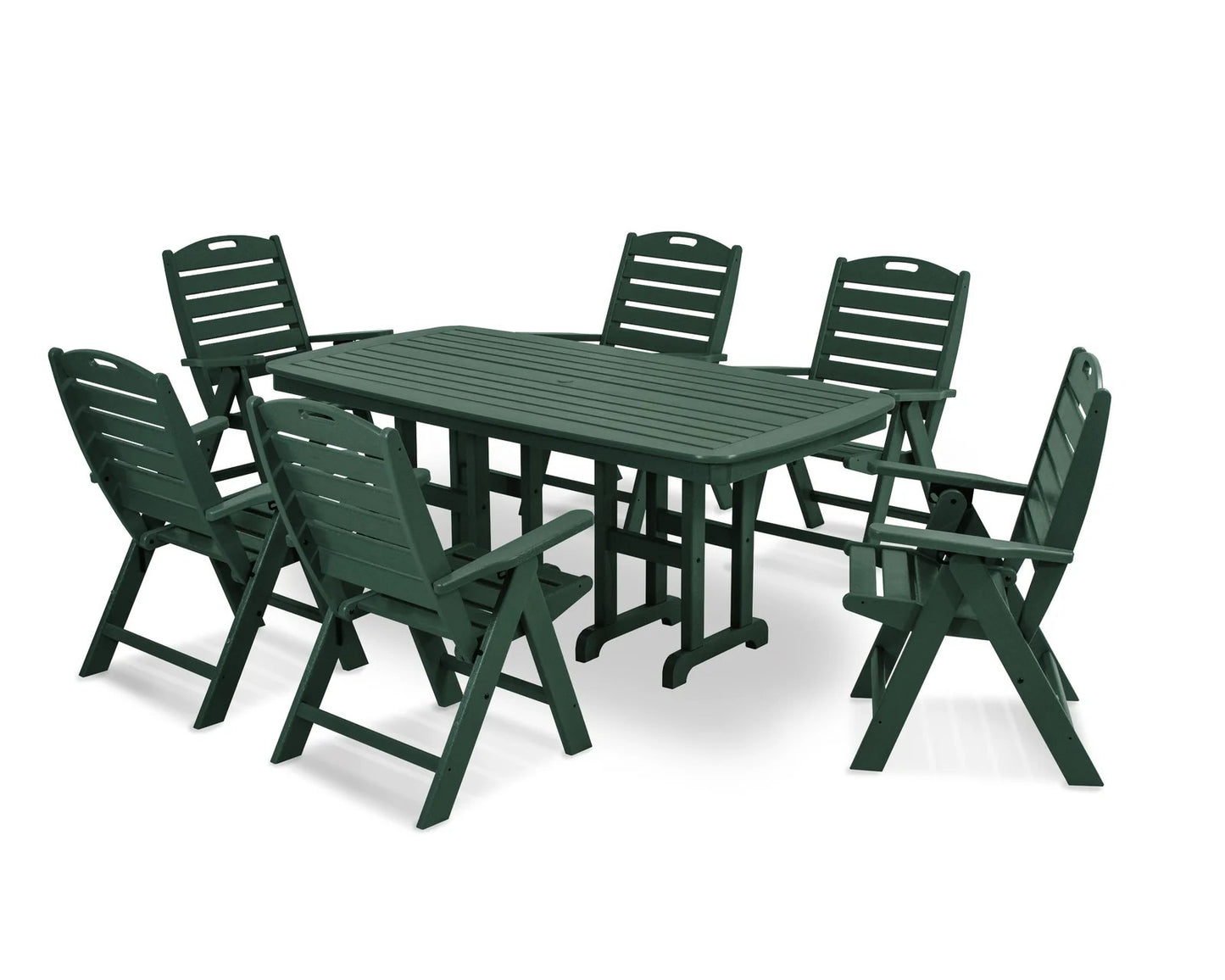 Polywood - Nautical Folding Highback Chair 7-Piece Dining Set - FREE SHIPPING