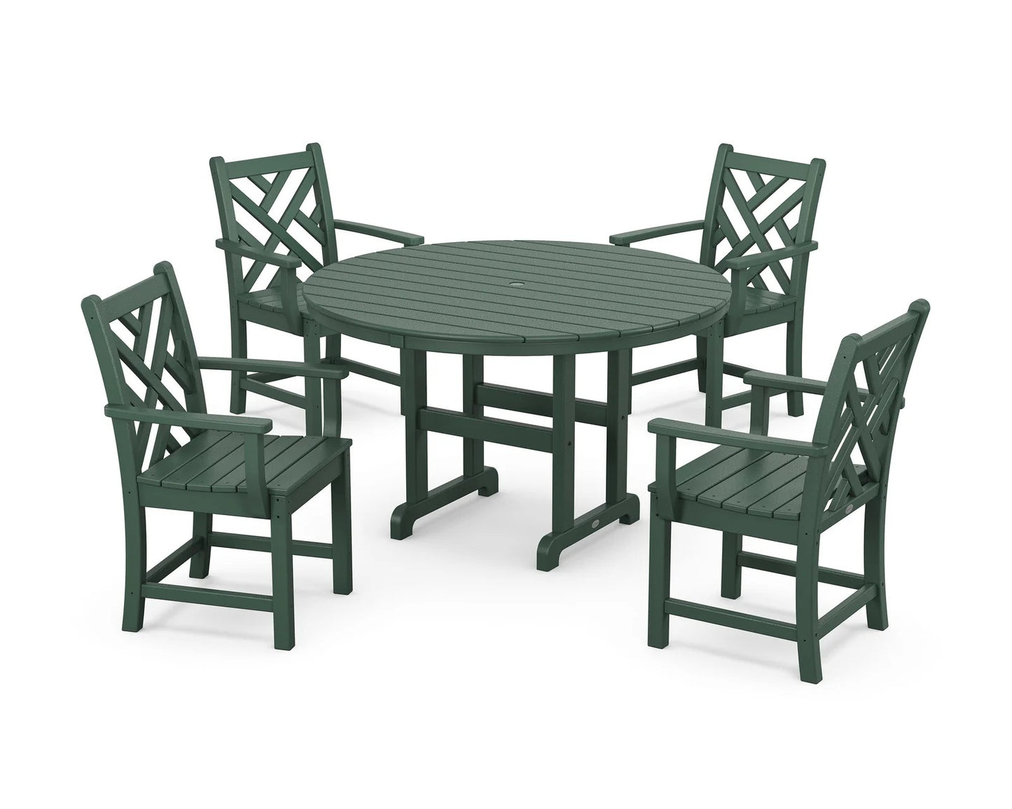 Polywood - Chippendale 5-Piece Round Farmhouse Dining Set - FREE SHIPPING