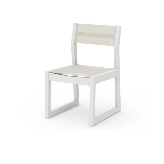 POLYWOOD EDGE Sling Dining Side Chair — White / Parchment Sling