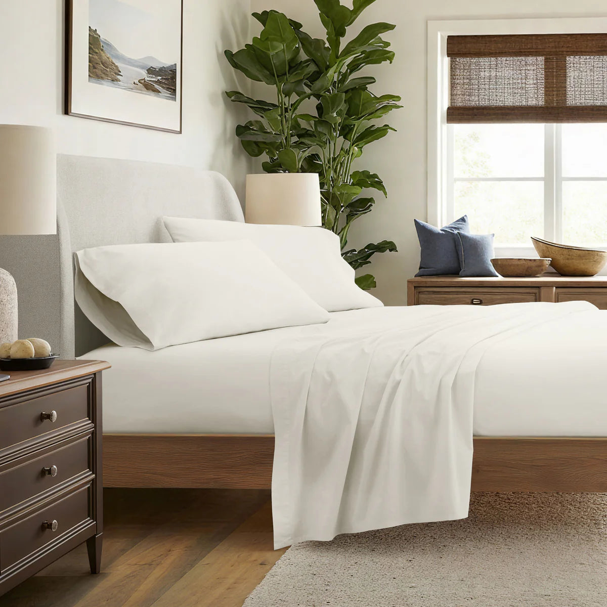 4-Piece 100% Cotton Percale Sheet Set