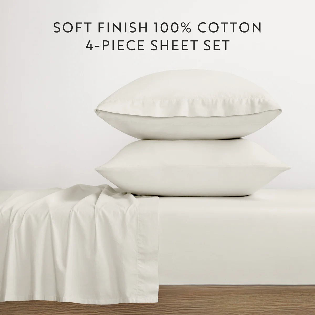 4-Piece 100% Cotton Percale Sheet Set