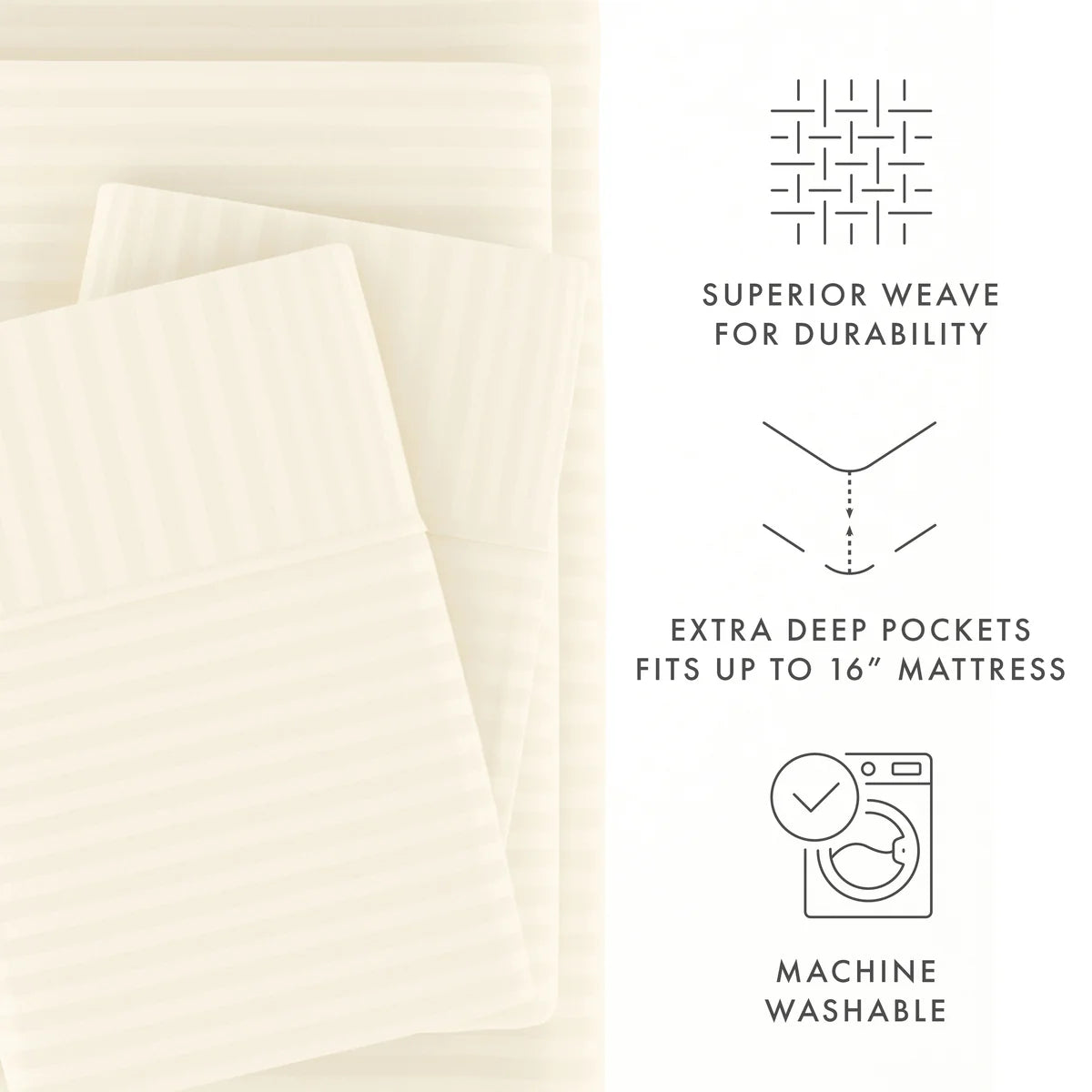 Stripes Embossed 4-Piece Sheet Set