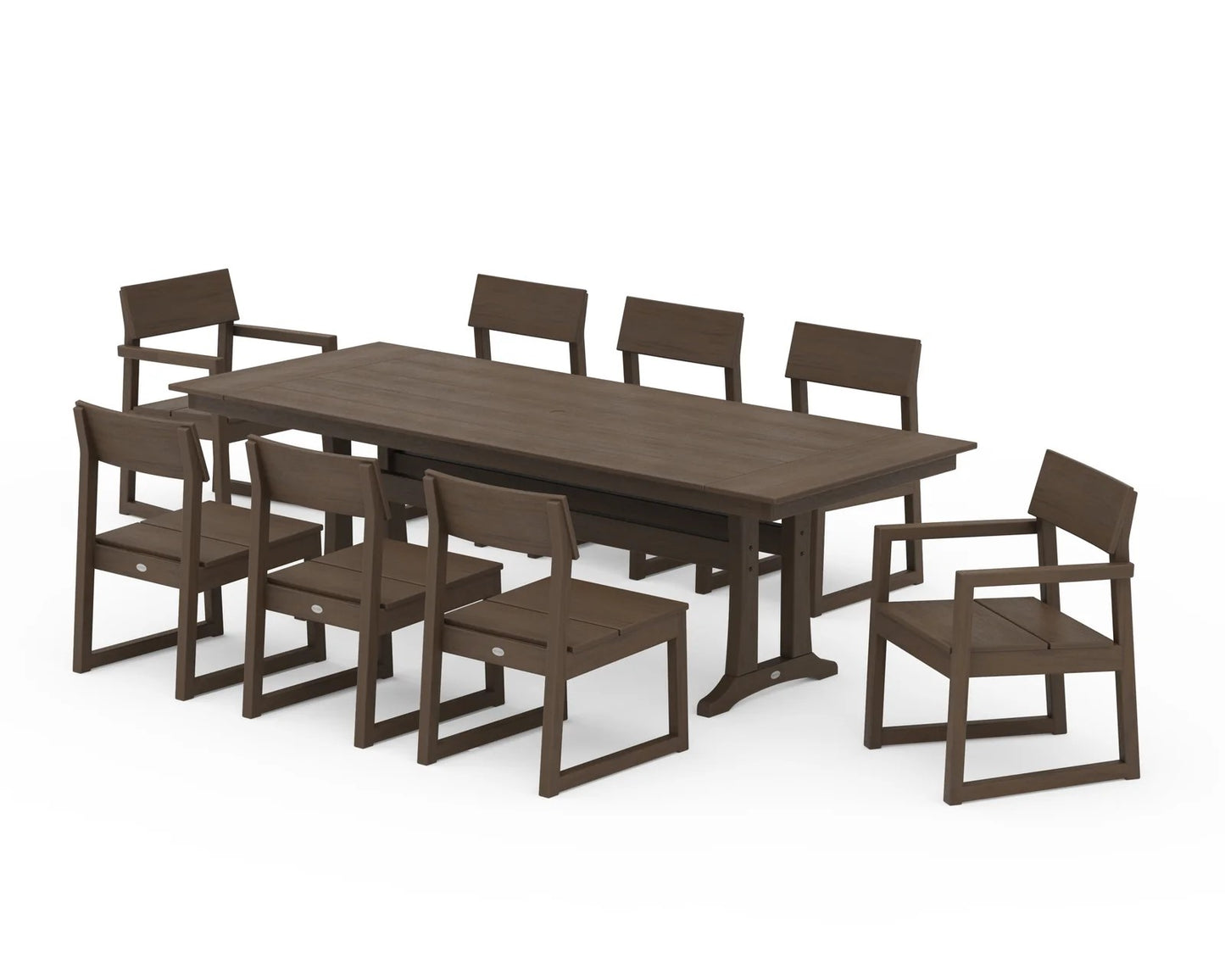 Polywood - Edge 9-Piece Farmhouse Dining Set with Trestle Legs - FREE SHIPPING