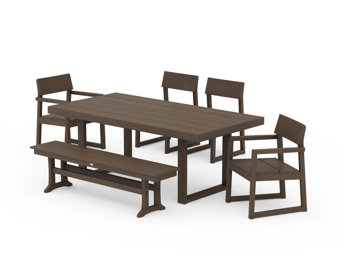 Polywood - EDGE 6-Piece Dining Set with Bench - FREE SHIPPING