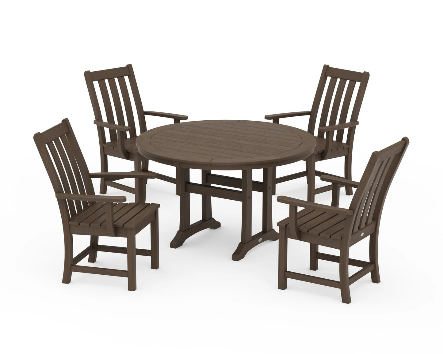 Polywood - Vineyard 5-Piece Round Dining Set with Trestle Legs - FREE SHIPPING