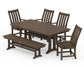 Polywood - Vineyard 6-Piece Arm Chair Farmhouse Dining Set with Trestle Legs & Bench - FREE SHIPPING