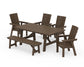 Polywood - Modern Curveback Adirondack 6-Piece Rustic Farmhouse Dining Set with Bench - FREE SHIPPING