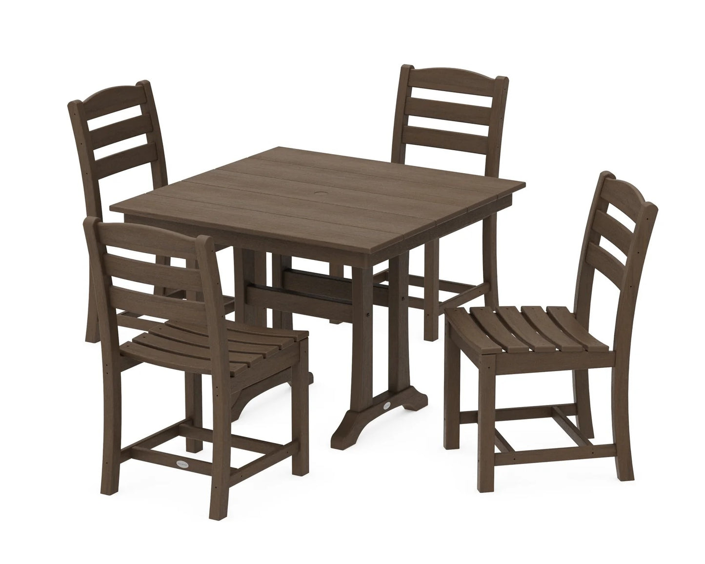 Polywood - La Casa Café 5-Piece Farmhouse Trestle Side Chair Dining Set - FREE SHIPPING