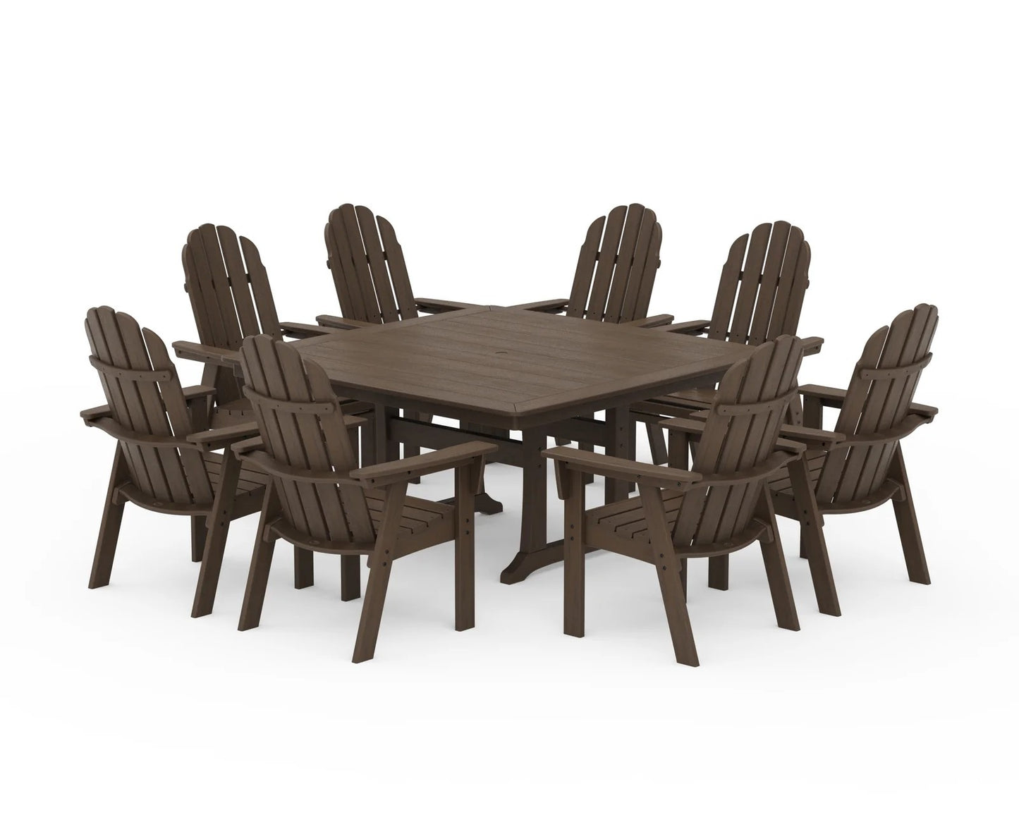 Polywood - Vineyard Curveback Adirondack 9-Piece Nautical Trestle Dining Set - FREE SHIPPING