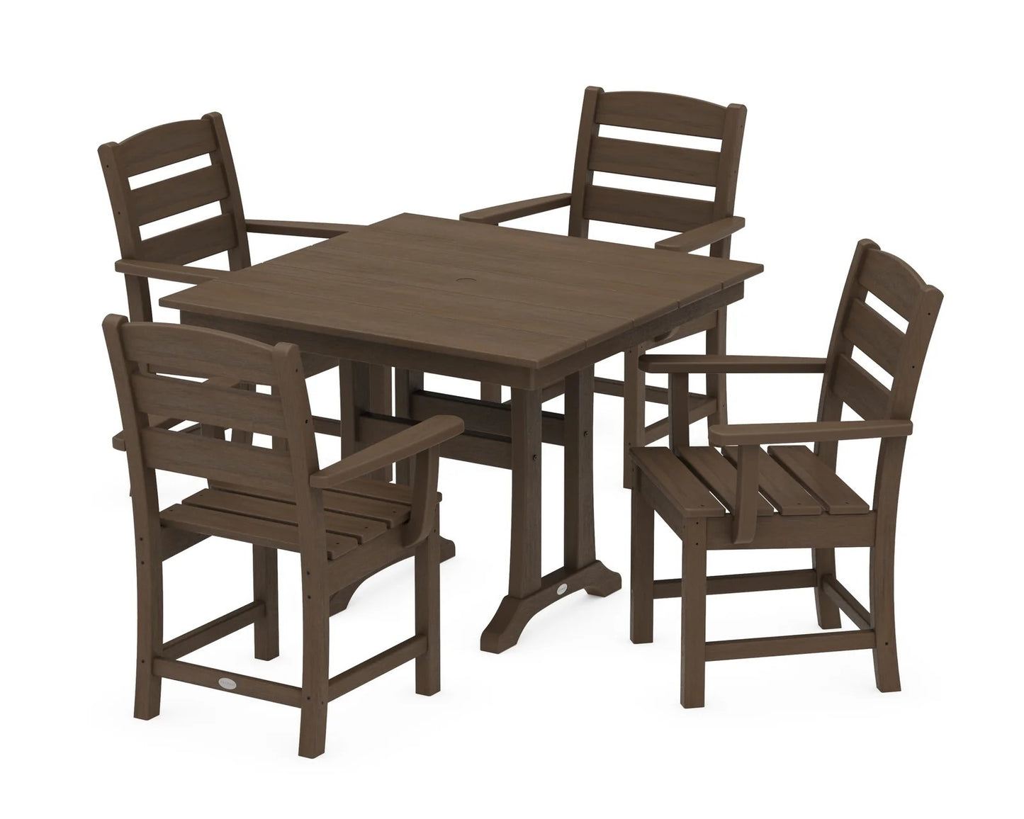 Polywood - Lakeside 5-Piece Farmhouse Trestle Arm Chair Dining Set - FREE SHIPPING