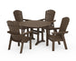Polywood - Nautical Curveback Adirondack 5-Piece Round Dining Set with Trestle Legs - FREE SHIPPING