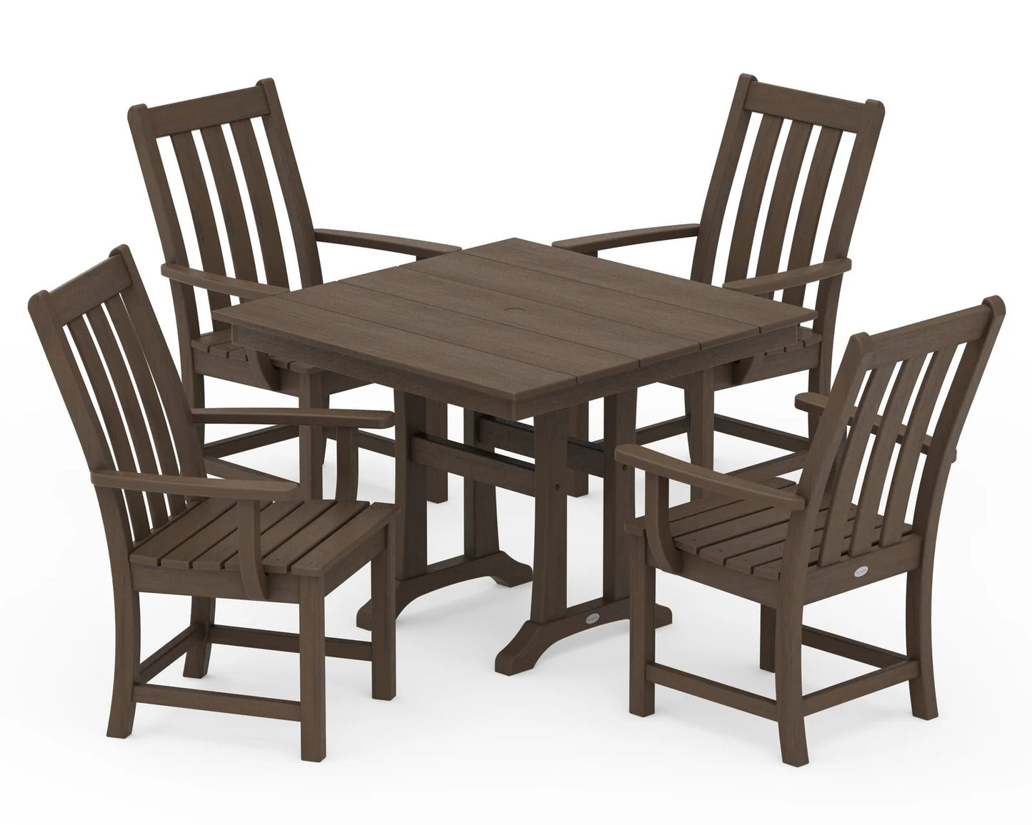 Polywood - Vineyard 5-Piece Farmhouse Trestle Arm Chair Dining Set - FREE SHIPPING