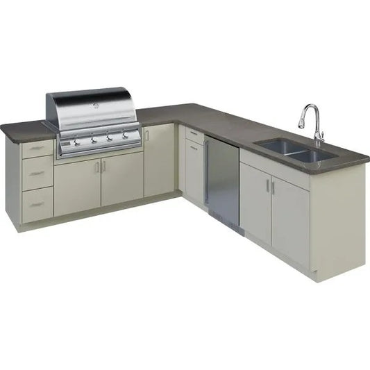 OPEN AIR OUTDOOR KITCHENS - L SHAPED (LARGE PREP AREA WITH SINK)