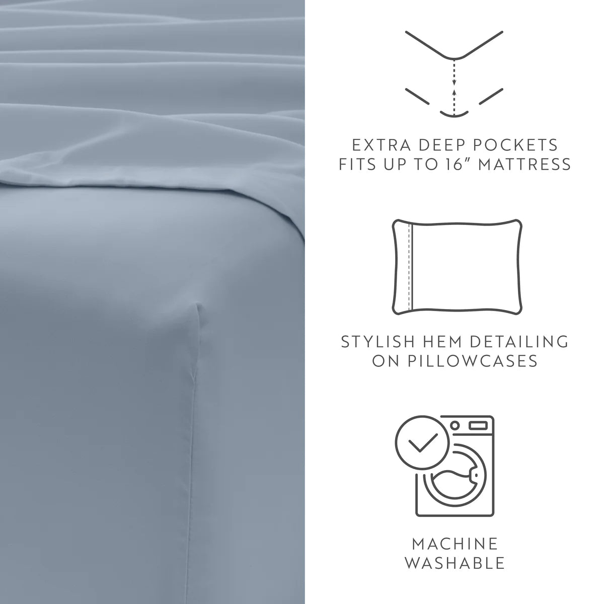 6-Piece Double Brushed Solid Sheet Set