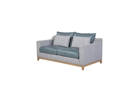 Pleasant Hill - Mist Leather Loveseat with 2 Pillows