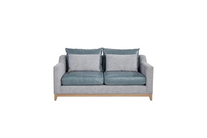 Pleasant Hill - Mist Leather Loveseat with 2 Pillows