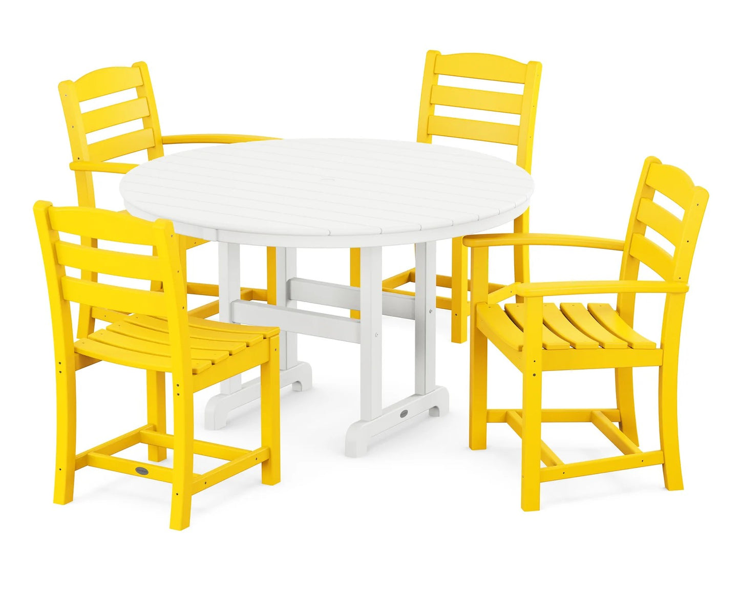 Polywood - La Casa Café 5-Piece Round Farmhouse Dining Set - FREE SHIPPING