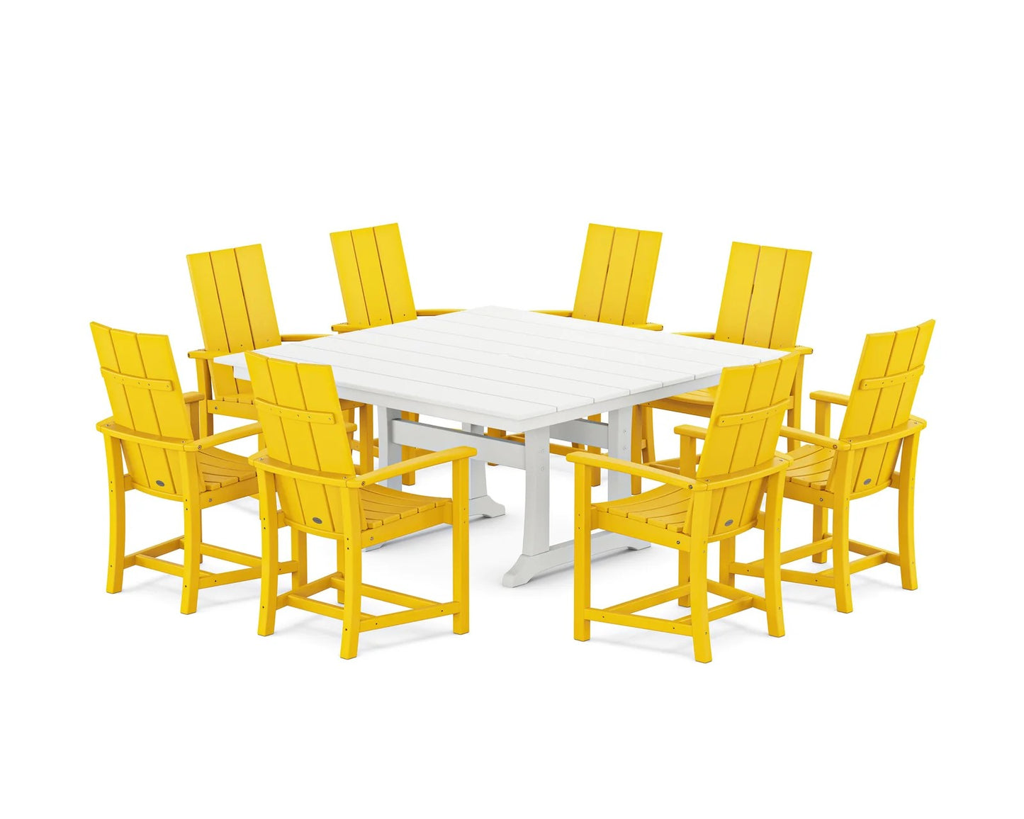 Polywood - Modern Adirondack 9-Piece Farmhouse Trestle Dining Set - FREE SHIPPING