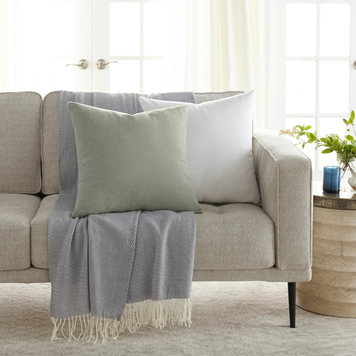 Stone Washed & Distressed Cotton Decor Throw Pillow Cover