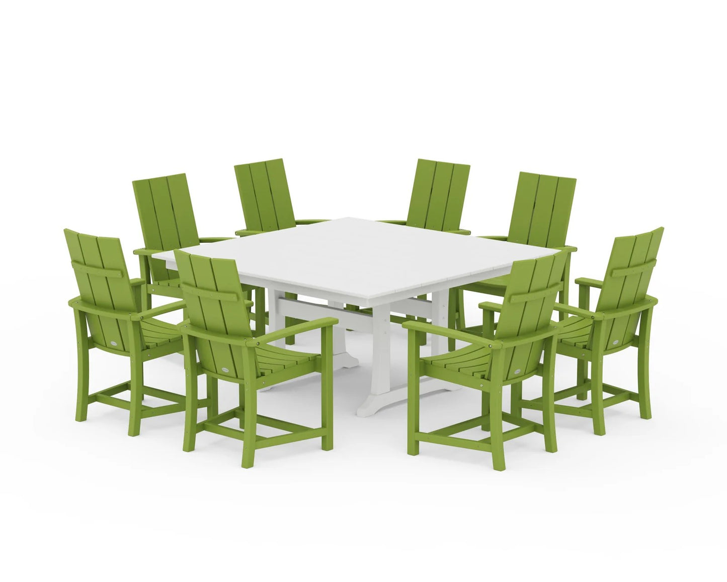 Polywood - Modern Adirondack 9-Piece Farmhouse Trestle Dining Set - FREE SHIPPING