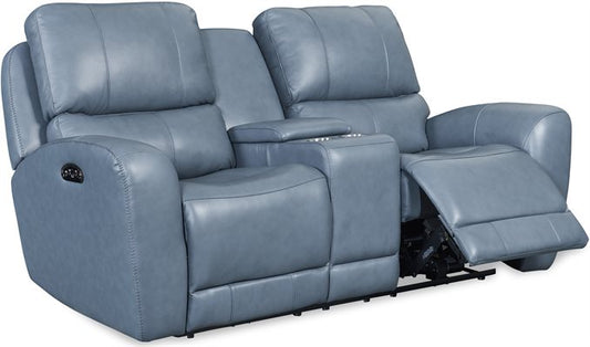 Leather Italia - Bel Air P2 Console Loveseat in Blue