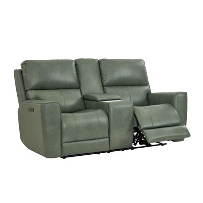 Leather Italia - Laredo Console Loveseat in Sage Moss