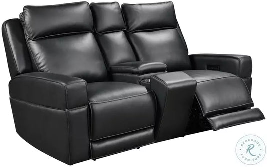 Leather Italia - Valley P2 Console Loveseat in Black