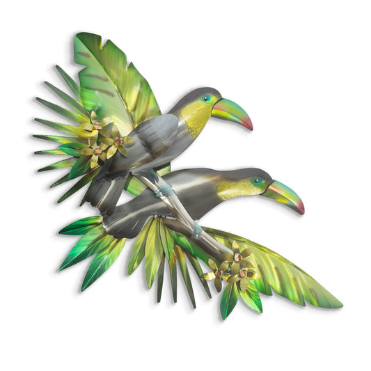 COPPER ART - TOUCAN PAIR IN TROPICAL FOREST