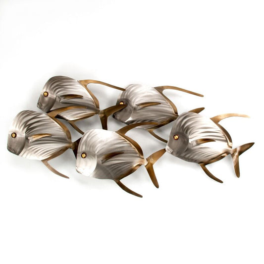 COPPER ART - LOOKDOWN FISH SCHOOL OF 5 FACE LEFT