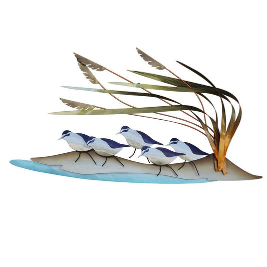 COPPER ART - BEACH PATROL (SANDPIPERS WITH SEA OATS)