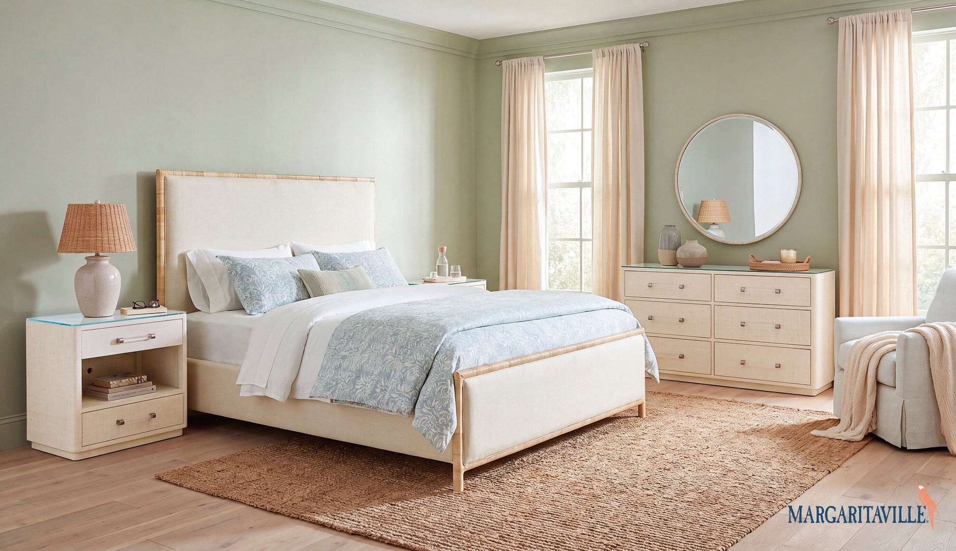 Margaritaville Bali California King Upholstered Panel Bed