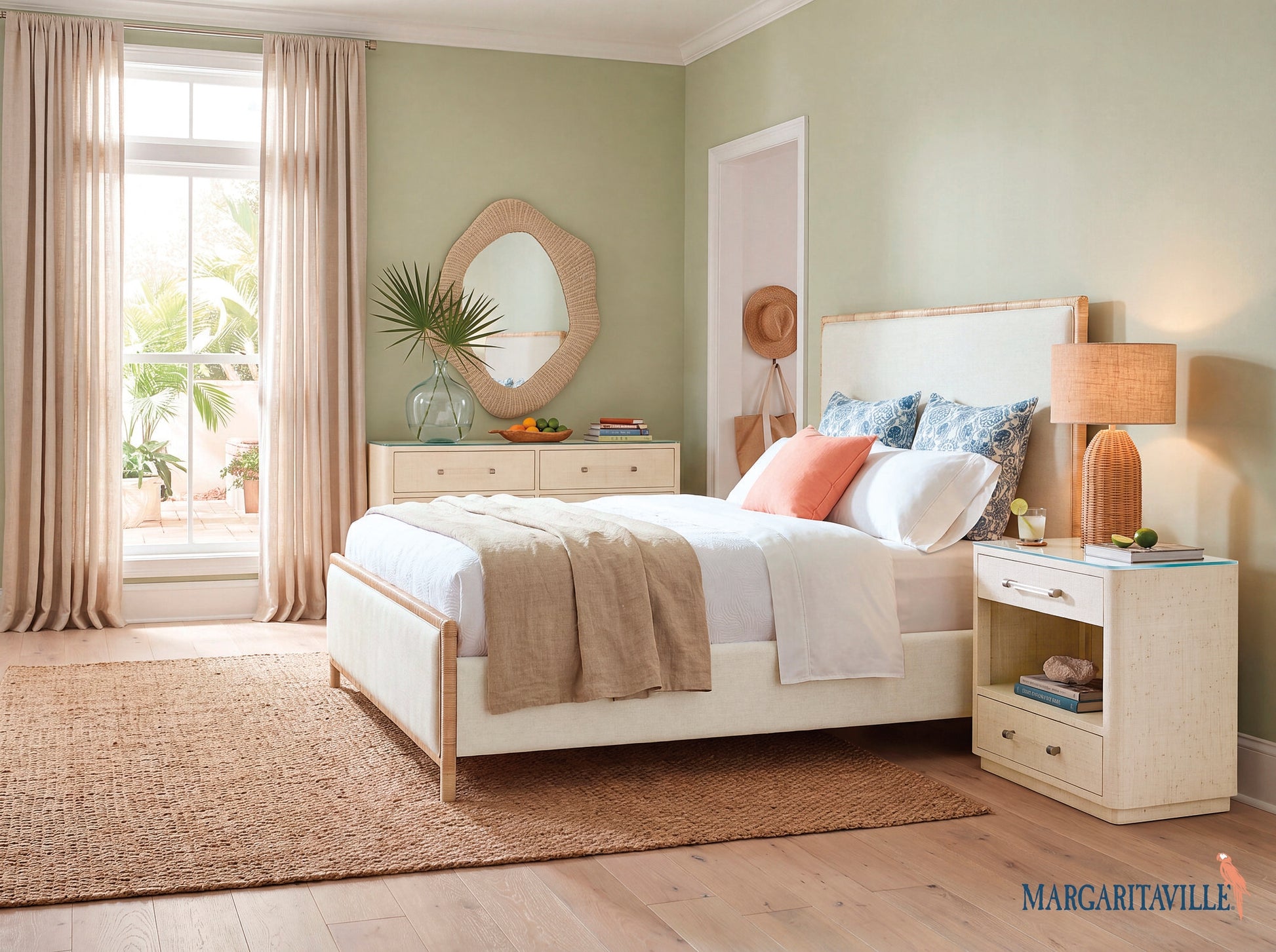 Margaritaville Bali California King Upholstered Panel Bed