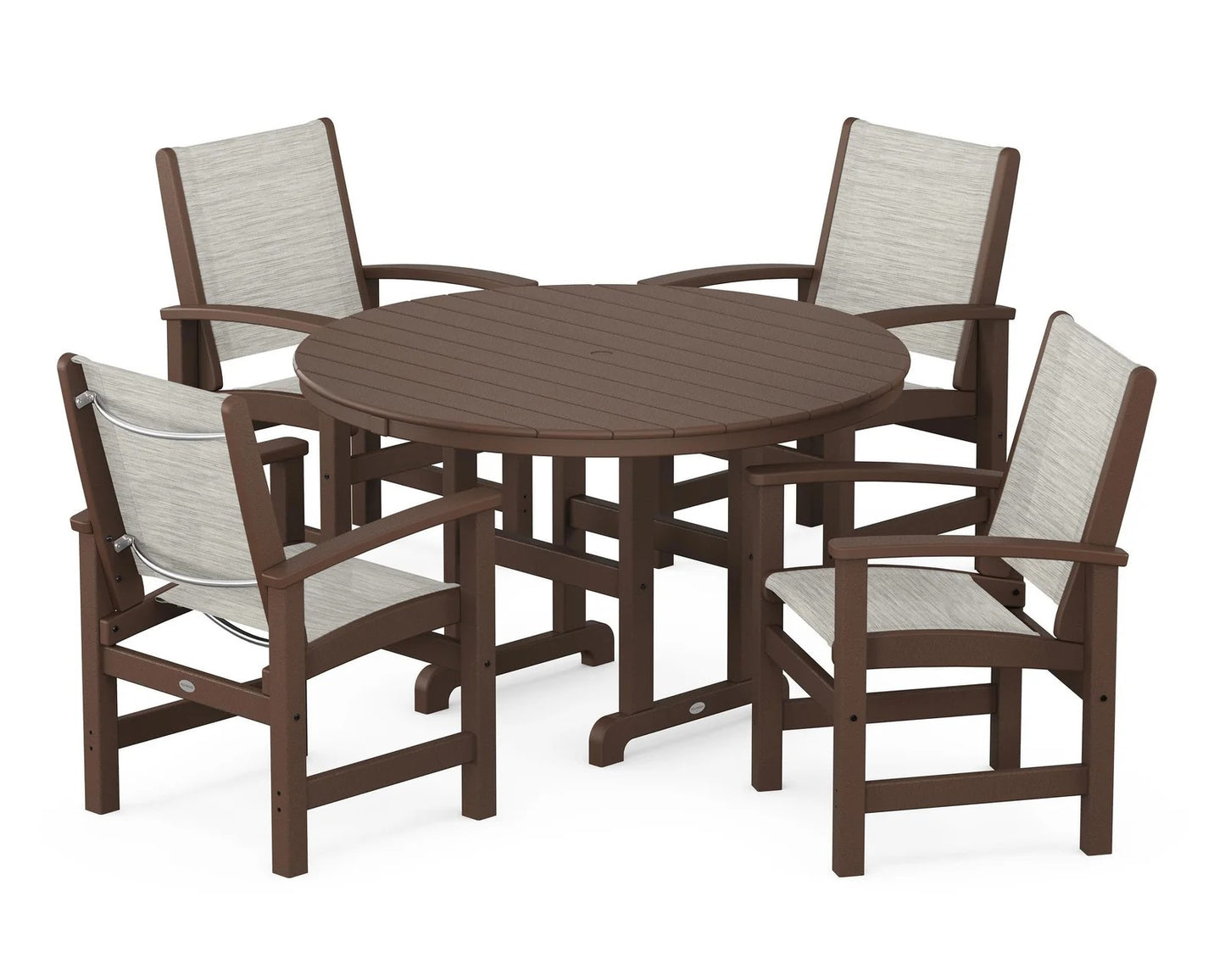 Polywood - Coastal 5-Piece Round Farmhouse Dining Set - FREE SHIPPING