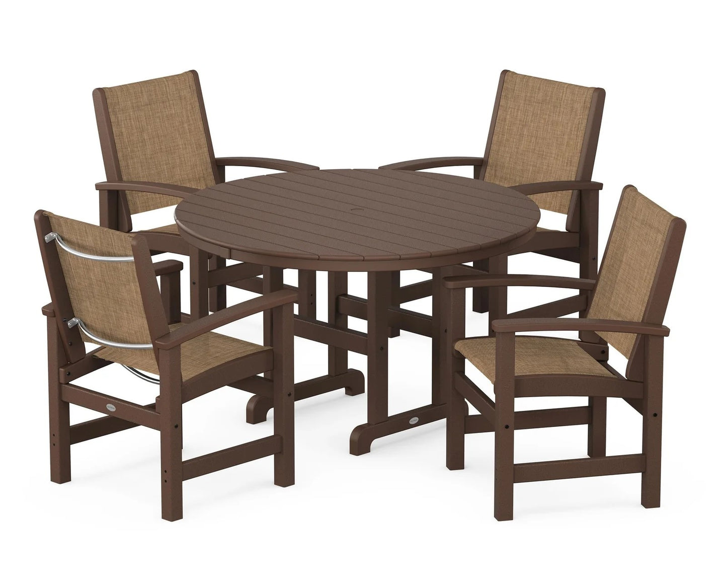 Polywood - Coastal 5-Piece Round Farmhouse Dining Set - FREE SHIPPING