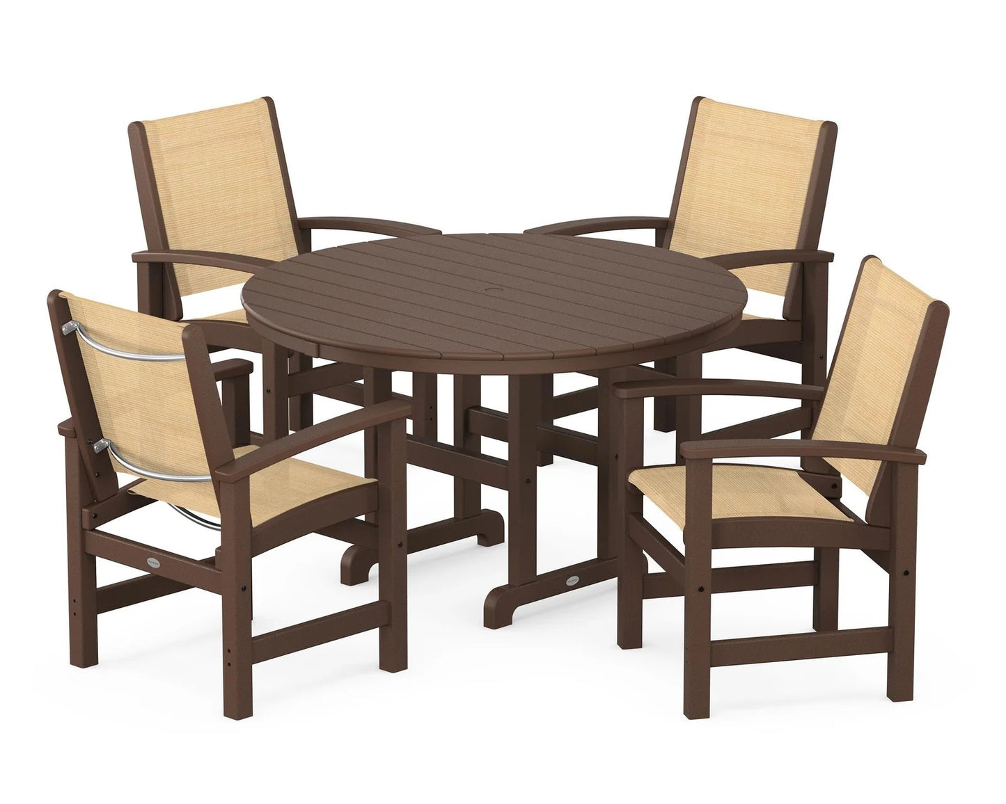 Polywood - Coastal 5-Piece Round Farmhouse Dining Set - FREE SHIPPING