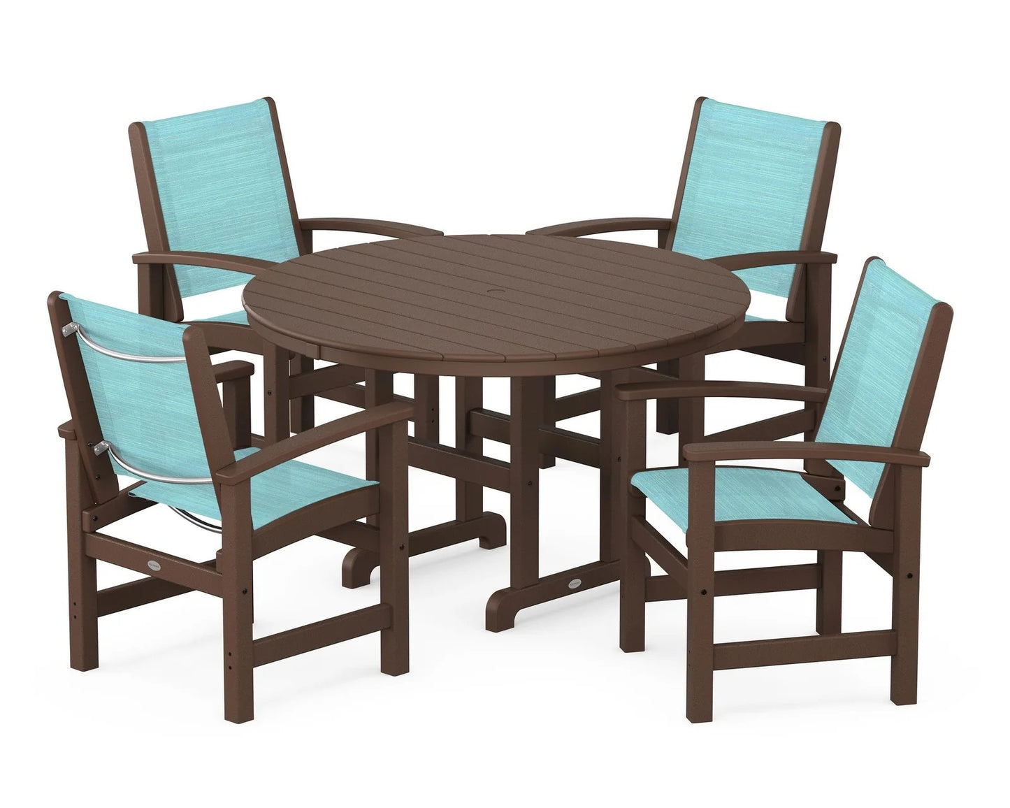 Polywood - Coastal 5-Piece Round Farmhouse Dining Set - FREE SHIPPING
