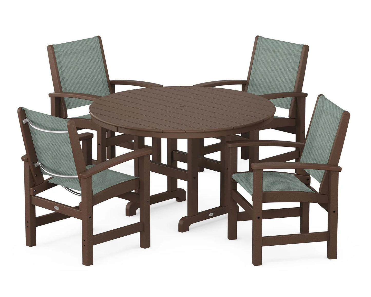Polywood - Coastal 5-Piece Round Farmhouse Dining Set - FREE SHIPPING