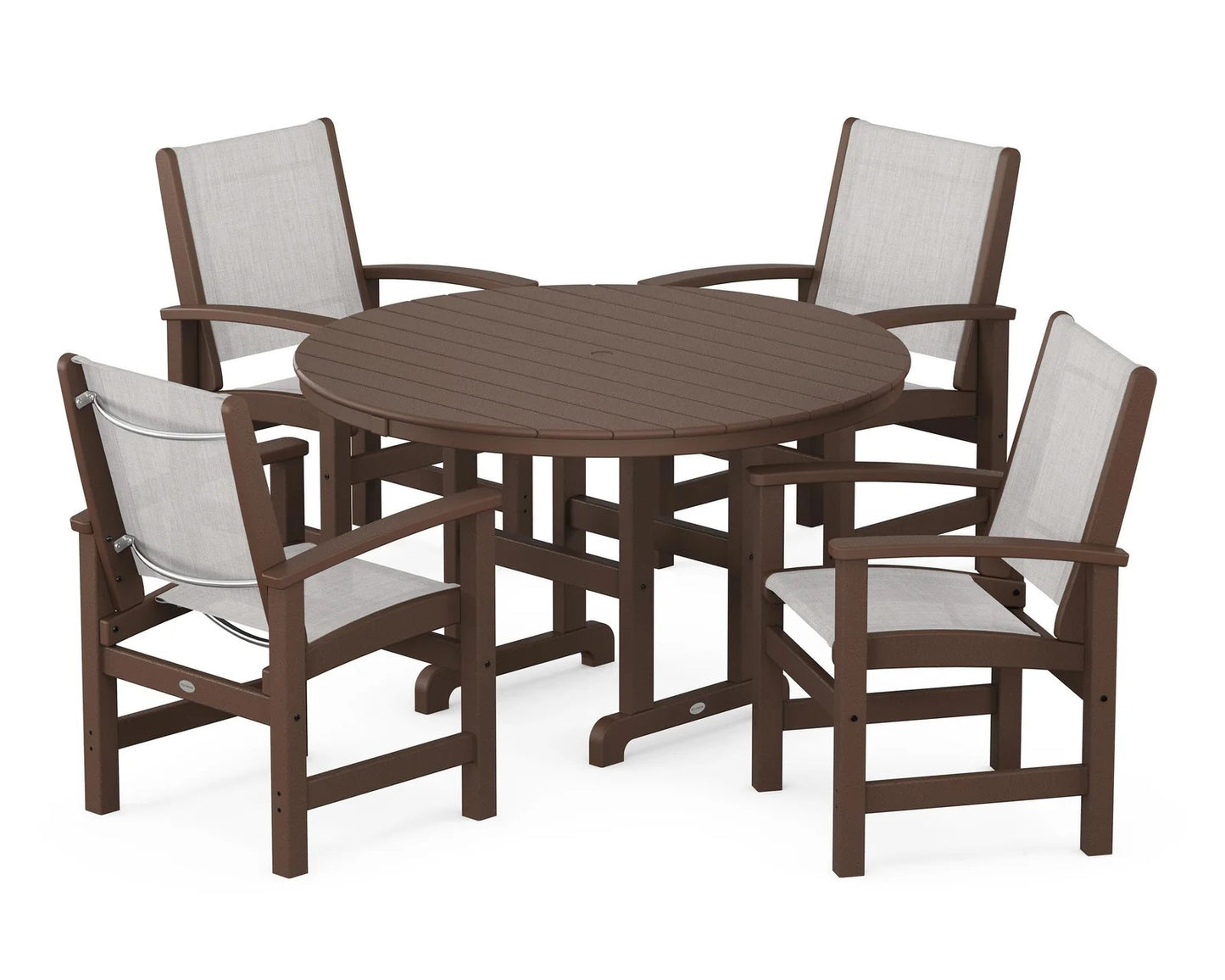Polywood - Coastal 5-Piece Round Farmhouse Dining Set - FREE SHIPPING