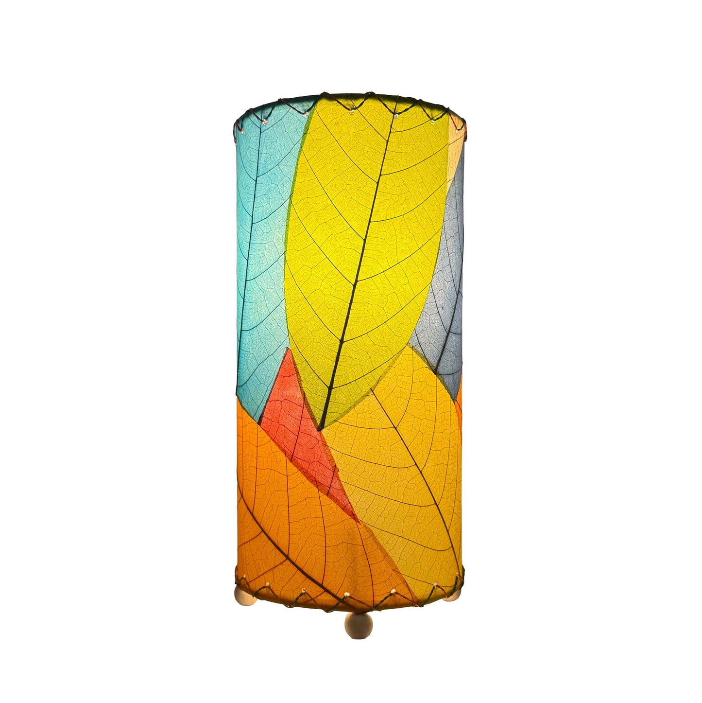 12 Inch Cocoa Leaf Cylinder Table Lamp